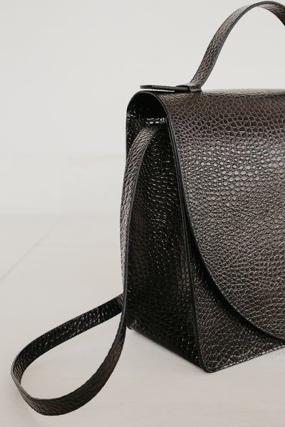 Midi Briefcase 2.0 | Black Little Croco