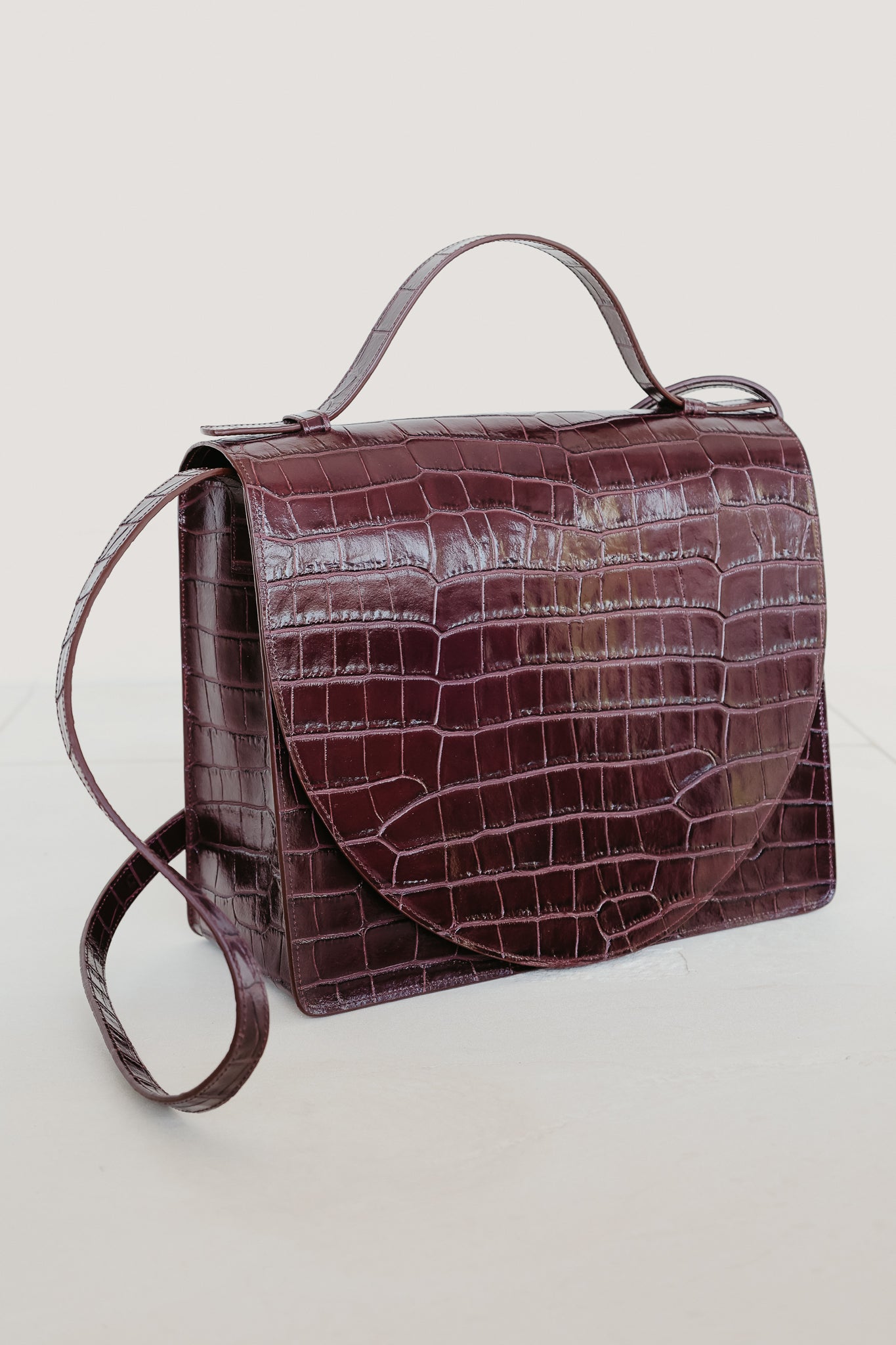 Midi Briefcase 2.0 | Burgundy Croco Glans