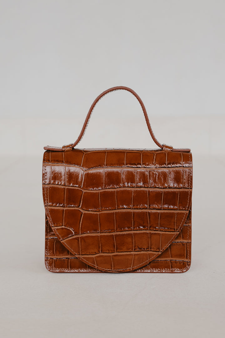 Micro Briefcase | New Cognac Croco Glans