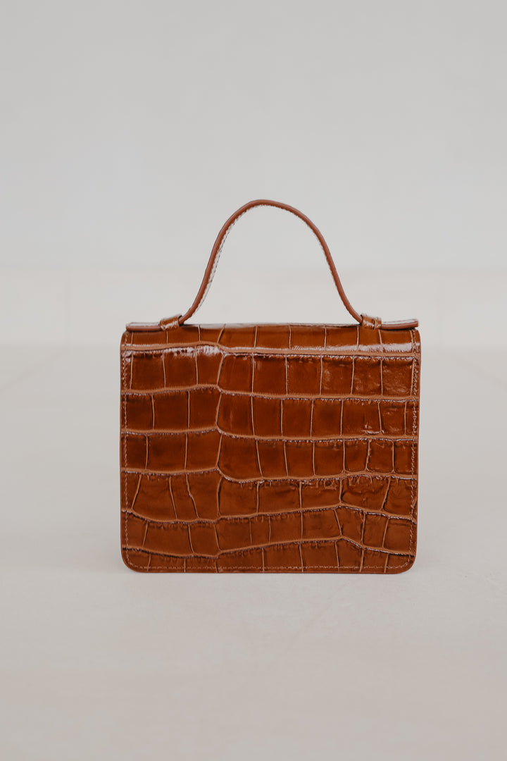 Micro Briefcase | New Cognac Croco Glans