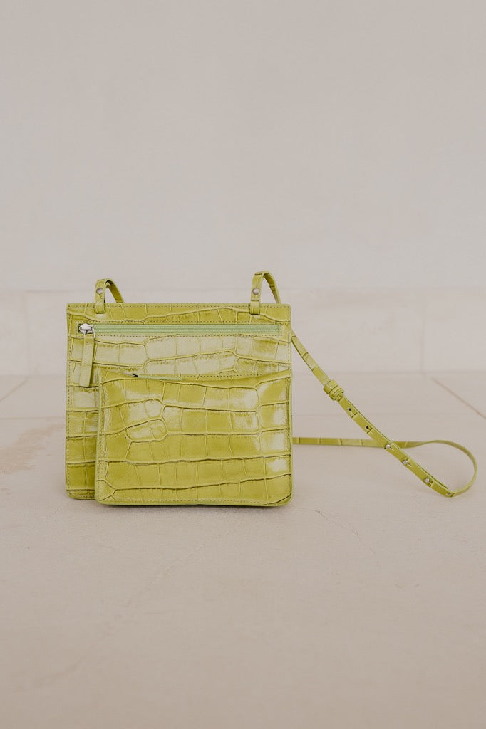 Double Pouch | Croco Lime