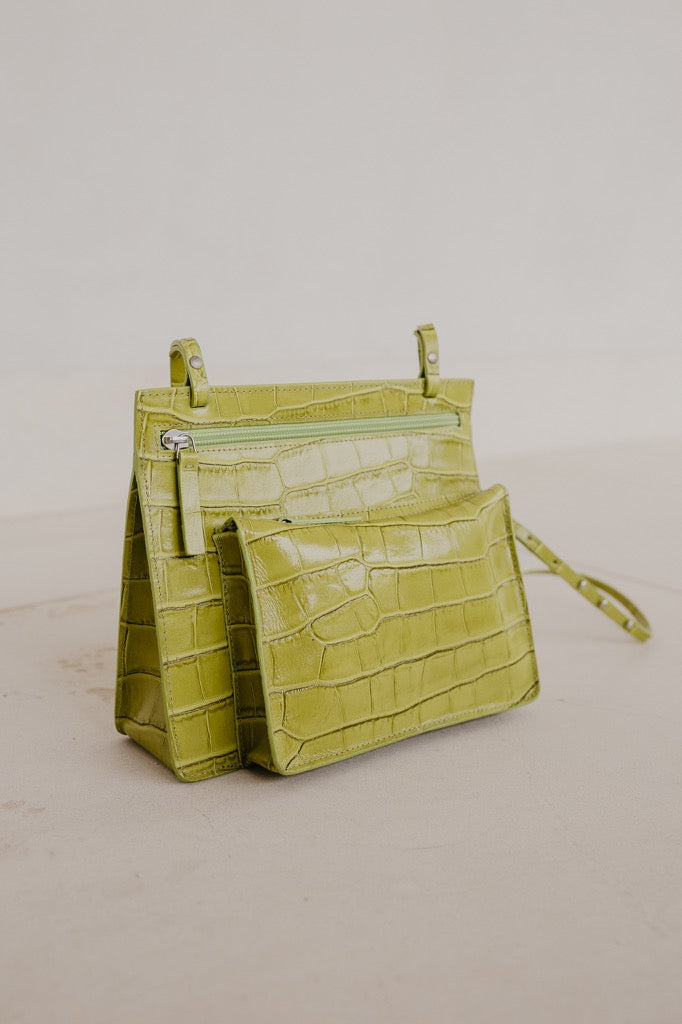 Double Pouch | Croco Lime