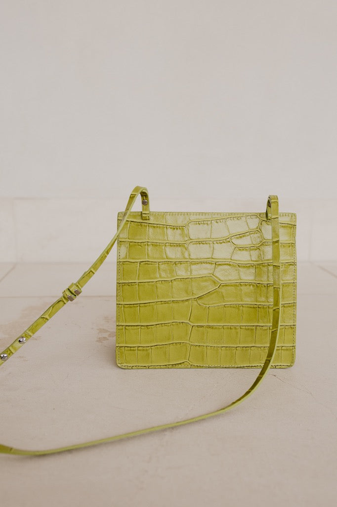 Double Pouch | Croco Lime