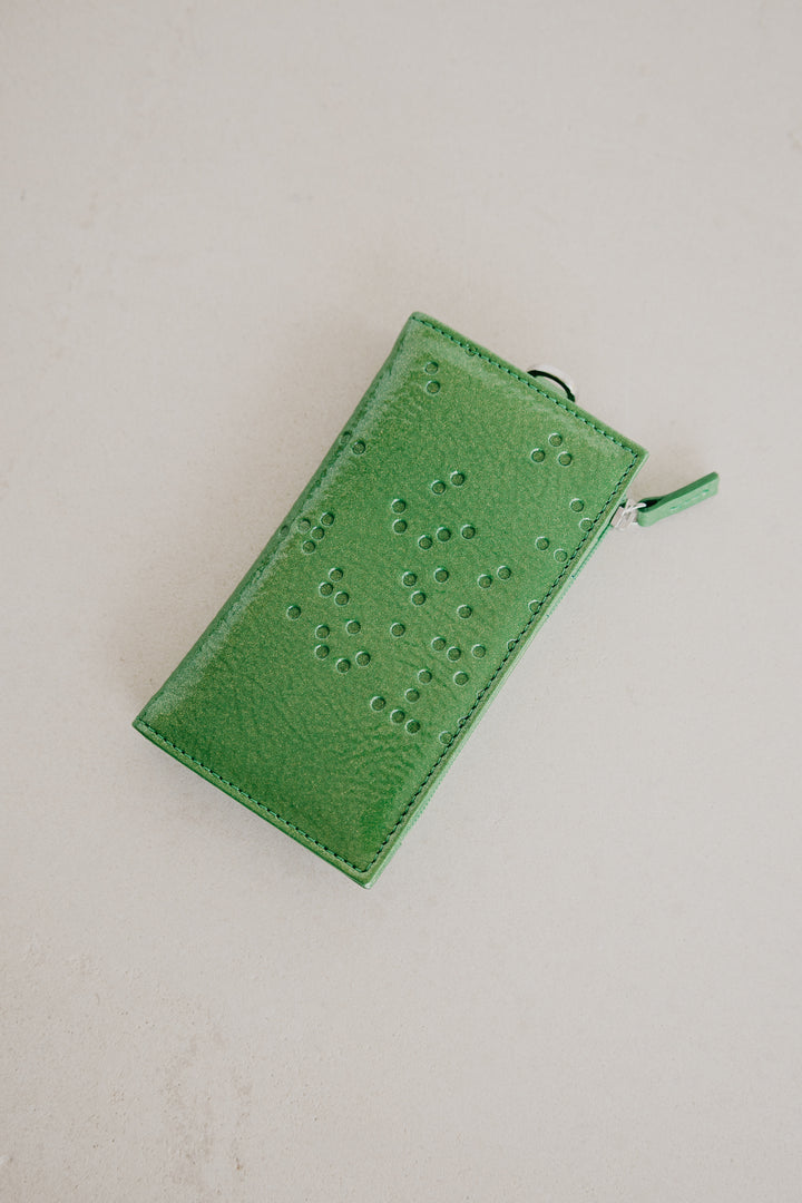 Cardholder Zip Dots | Grass Stone