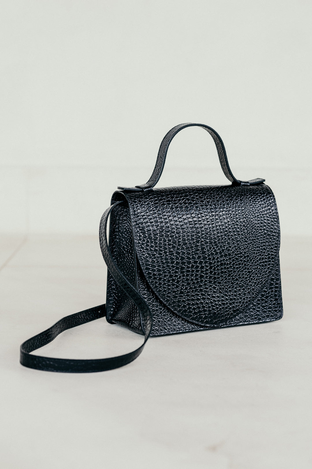 Mini porte-documents | Black Little Croco