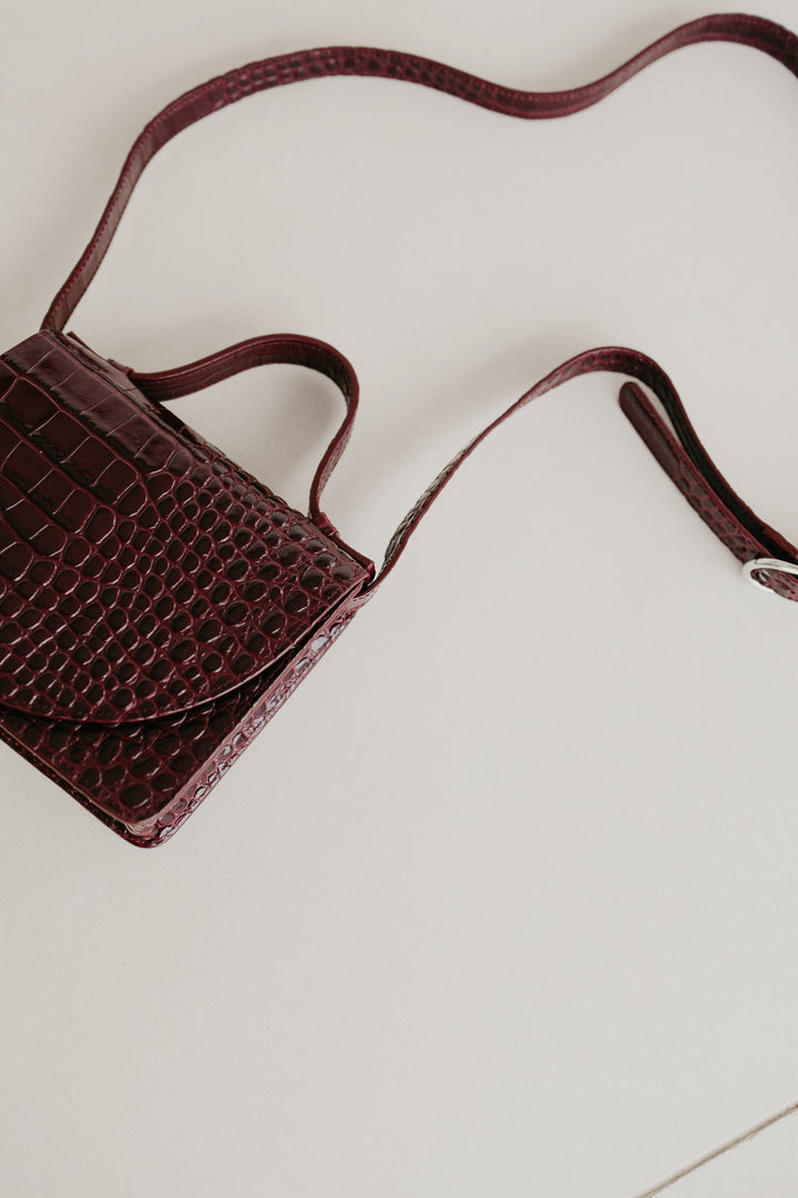 Micro Briefcase | Wine Croco