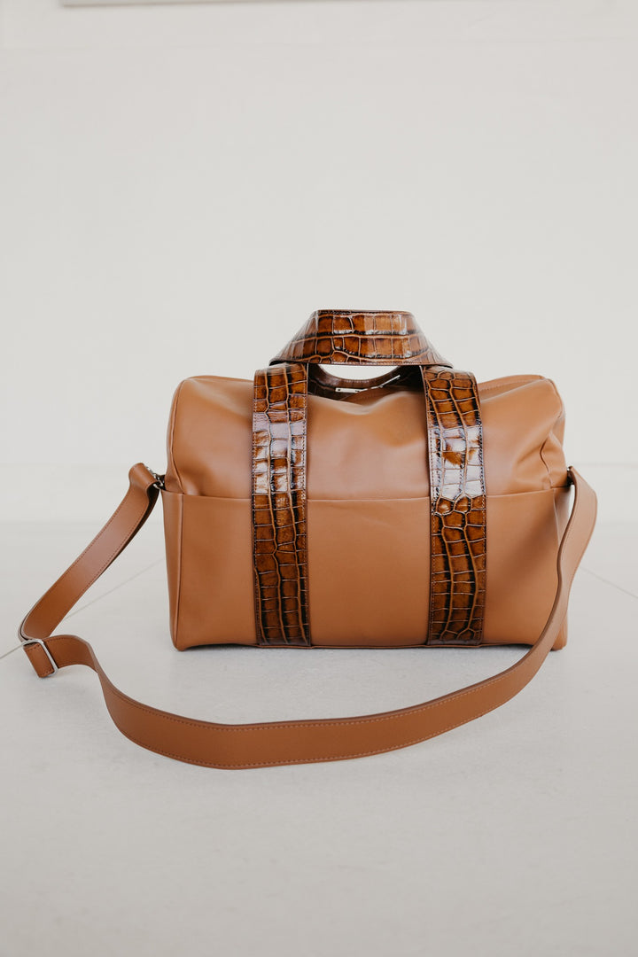 Sac de bowling XL | Cognac / Croco Glans