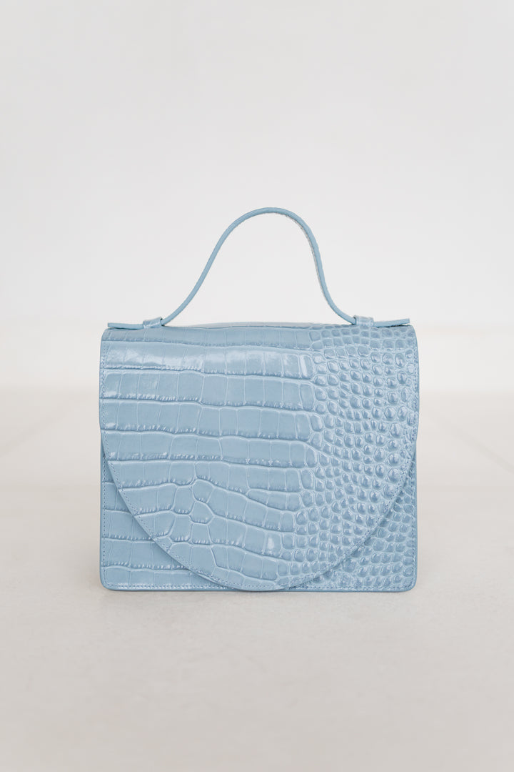 Mini porte-documents | Bleu Ciel Croco