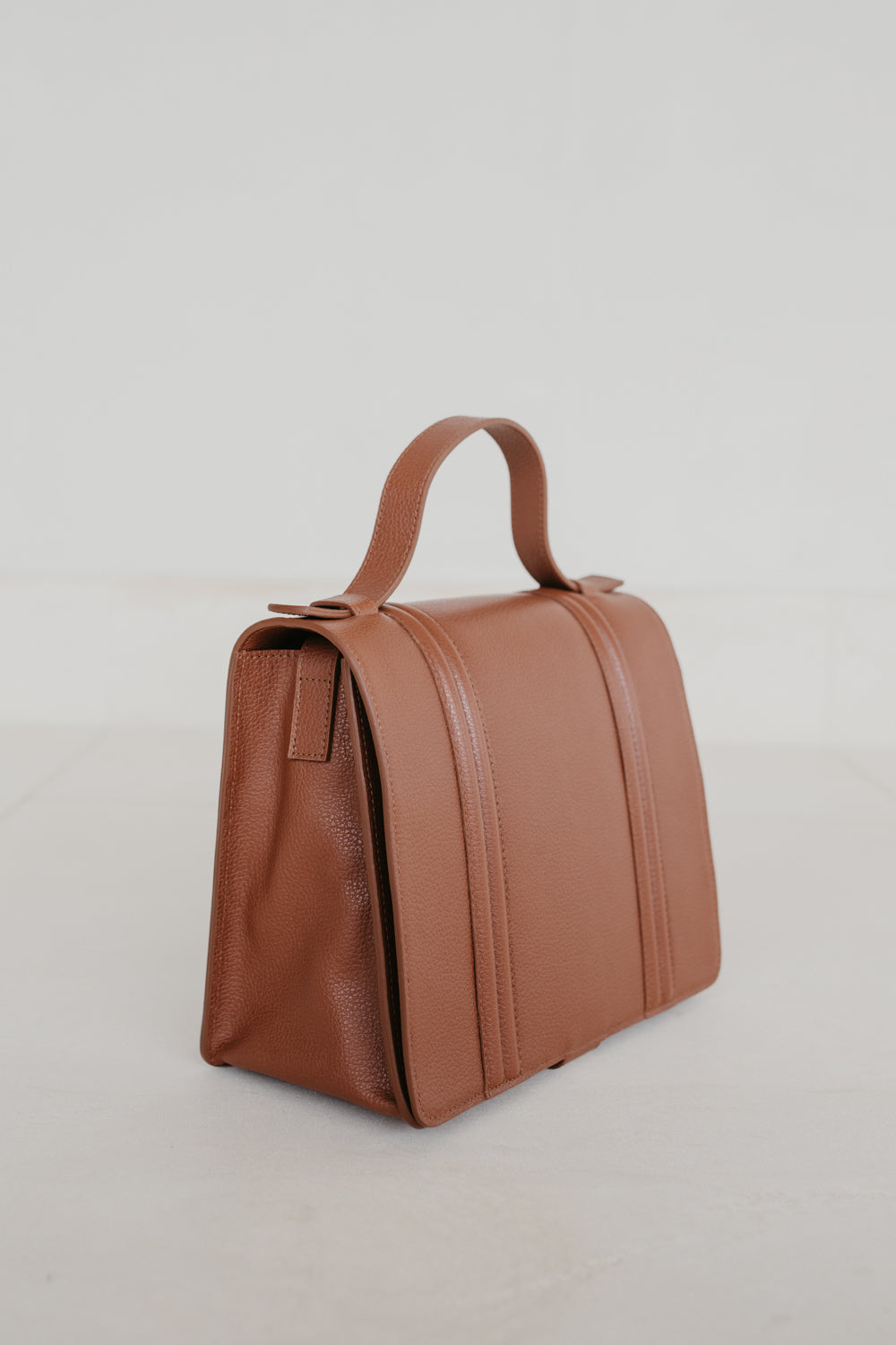 Mini Briefcase Doublé | Dark Cognac Structuré