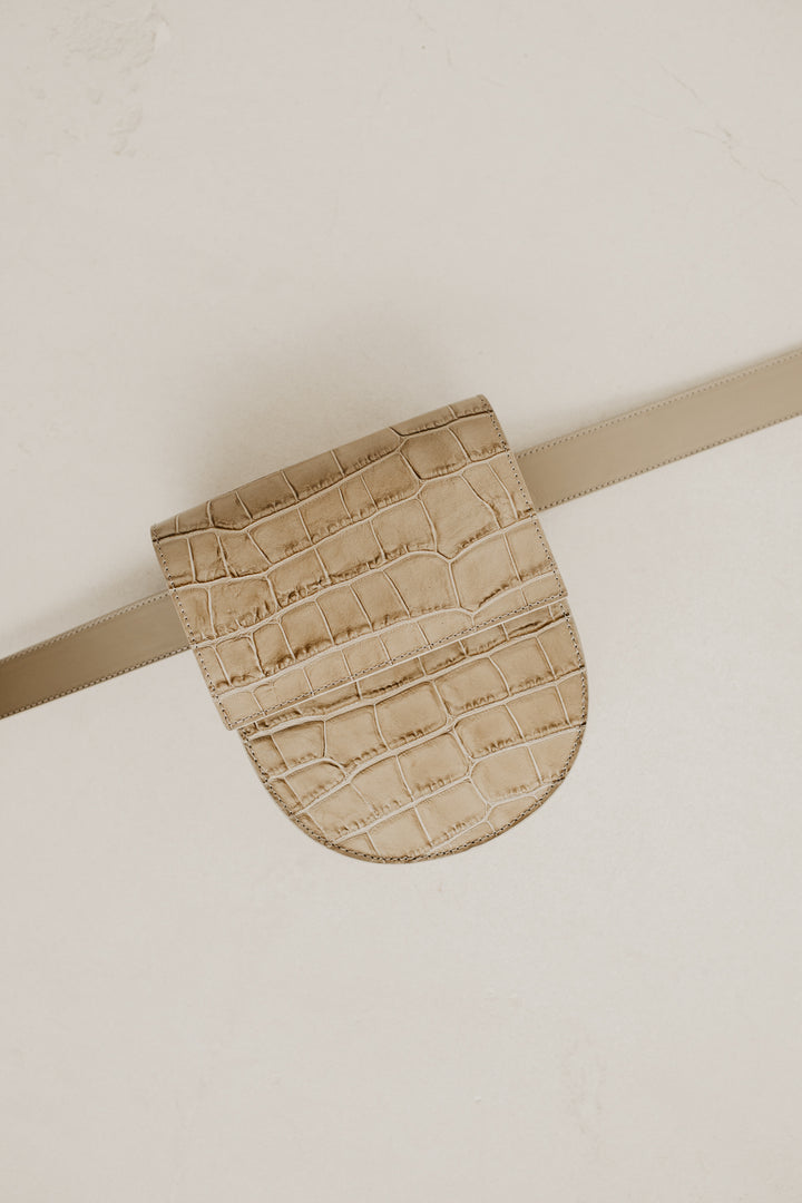 Sac ceinture : Belt XL Taupe + Half Moon Taupe Croco