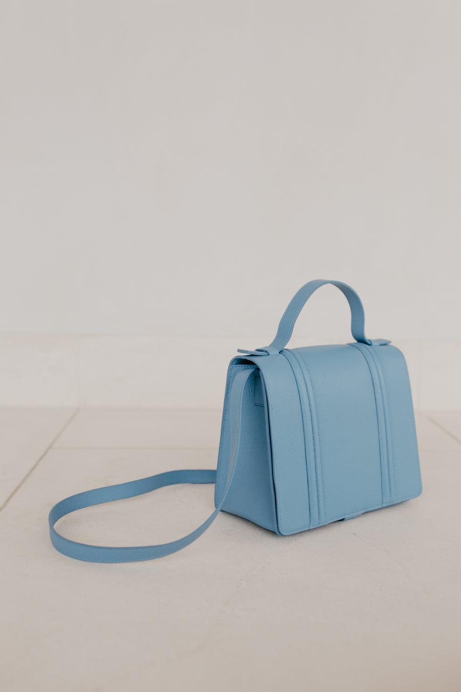 Mini Briefcase Doublé | Bleu Ciel Structuré