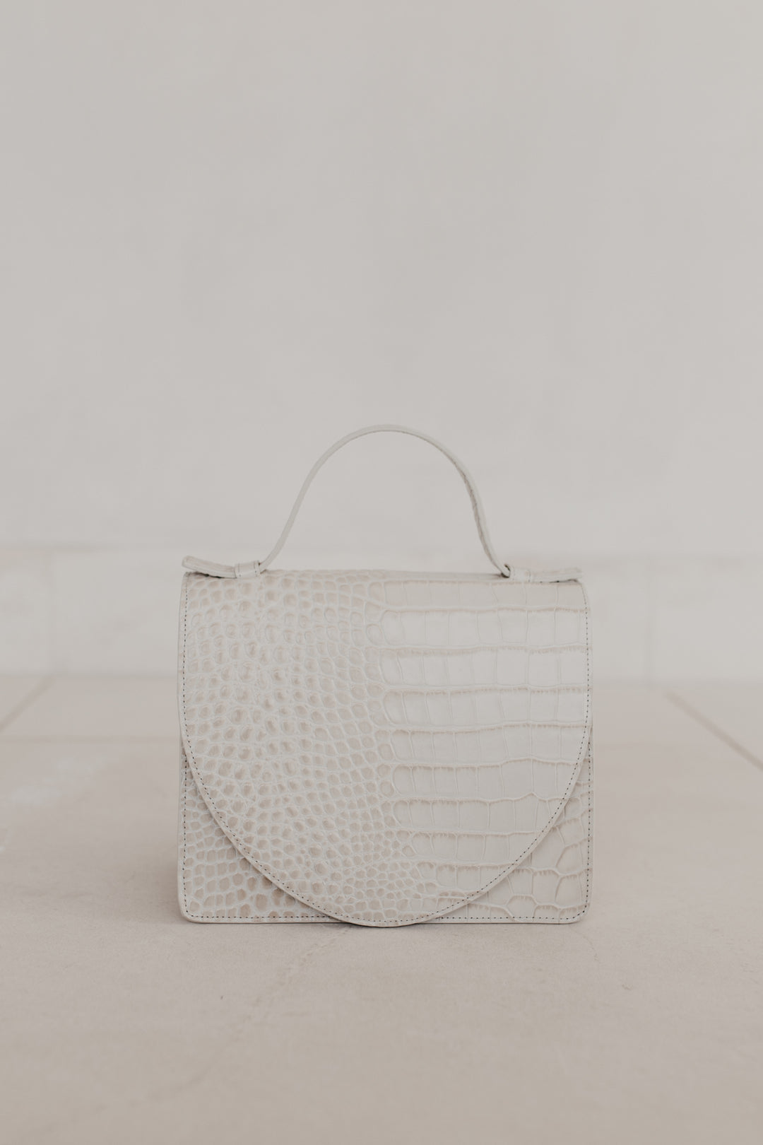 Mini porte-documents | Glans croco blanc