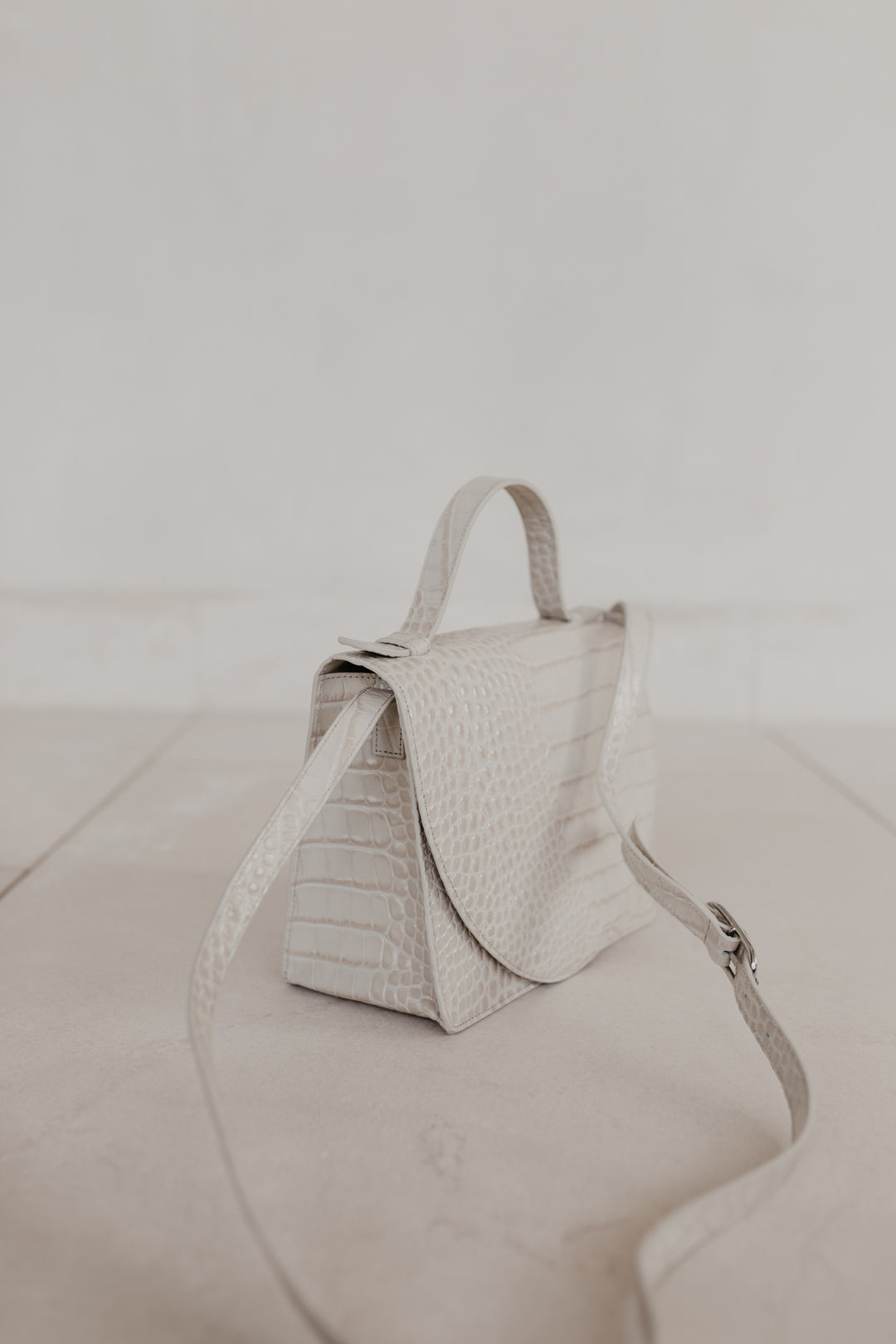 Mini porte-documents | Glans croco blanc