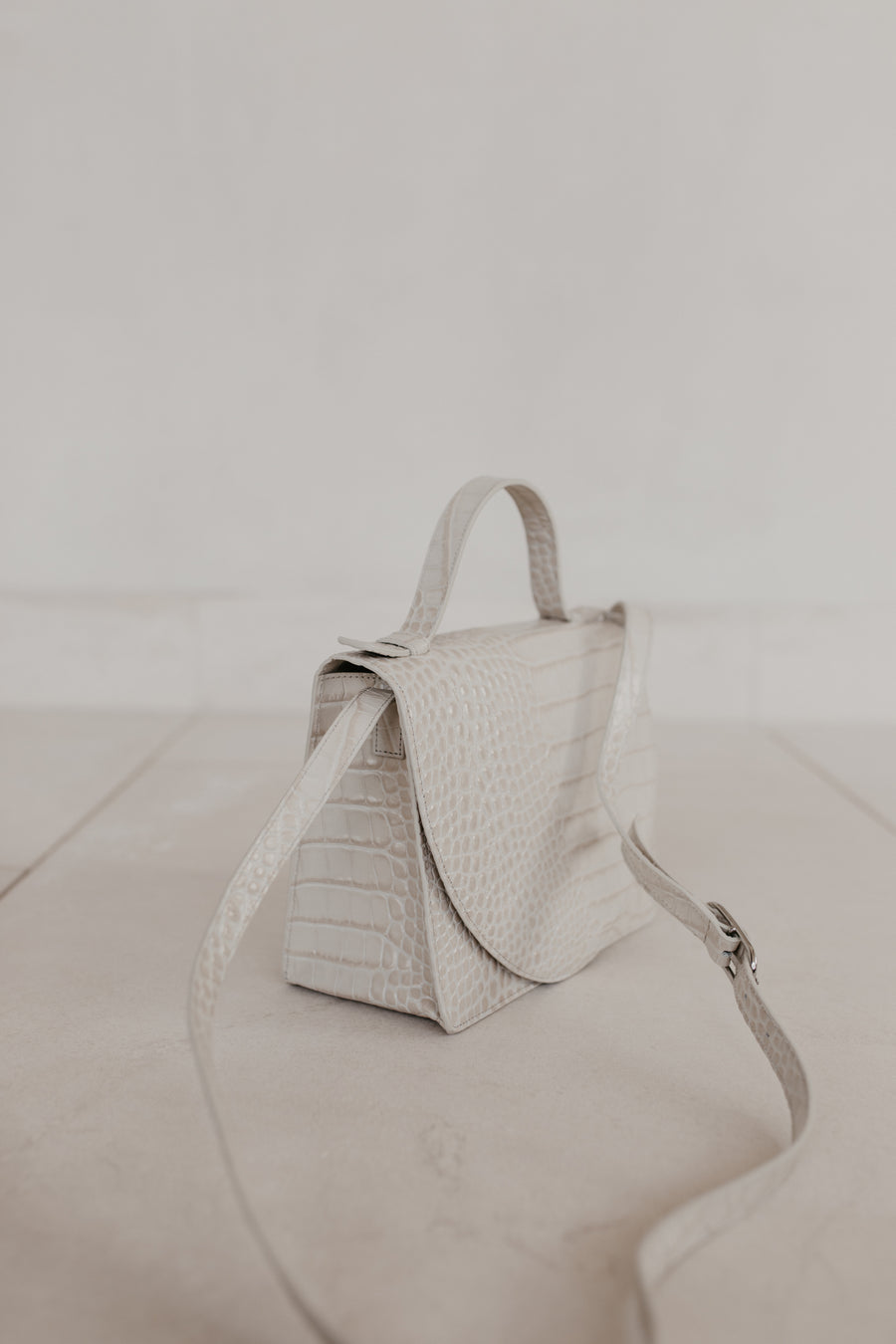 Mini porte-documents | Glans croco blanc