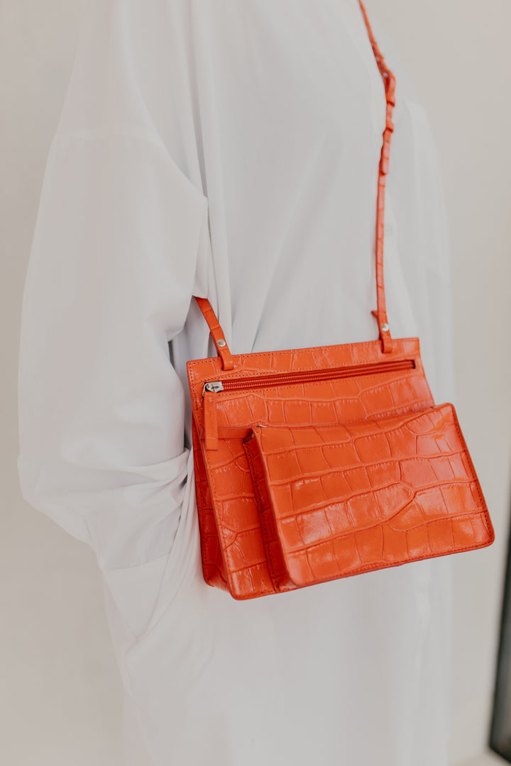 Double Pouch | Naranja Croco