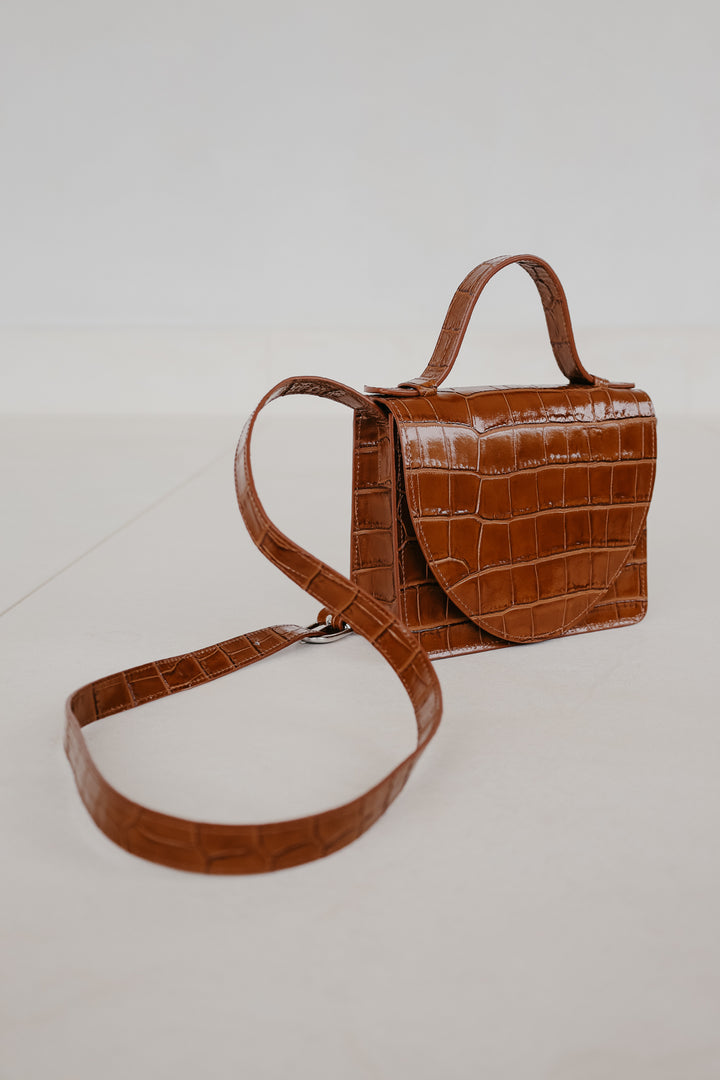 Micro Briefcase | New Cognac Croco Glans