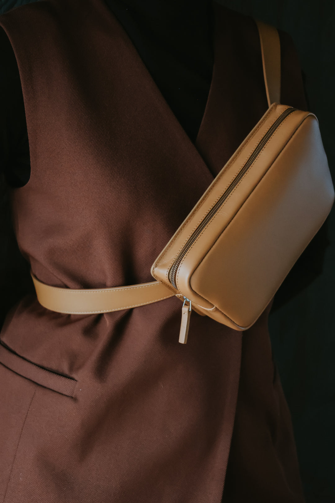 Belt Bag: Belt XL Light Cognac Pure + Trapezium Light Cognac Pure