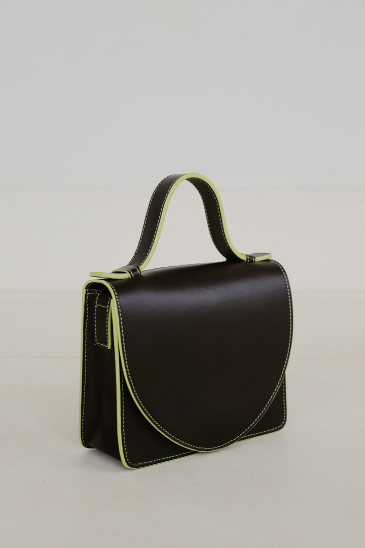 Micro Briefcase | Stitched Ebony / Lime