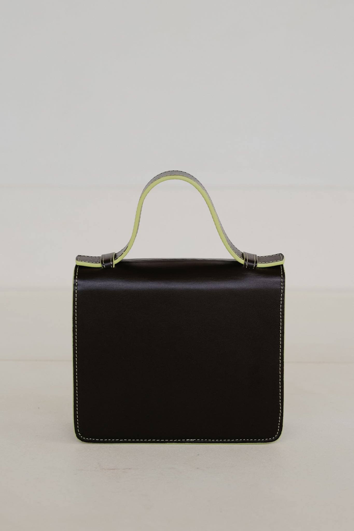 Micro Briefcase | Stitched Ebony / Lime