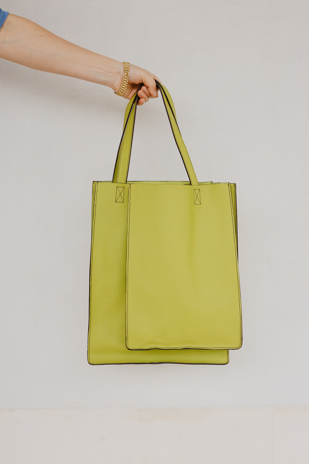 Double Shopper | Stitched Lime / Ebony Structured