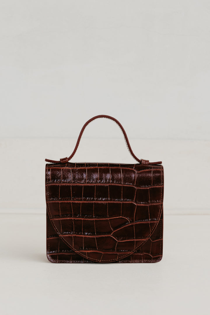 Micro Briefcase | Chocolate Croco Glans