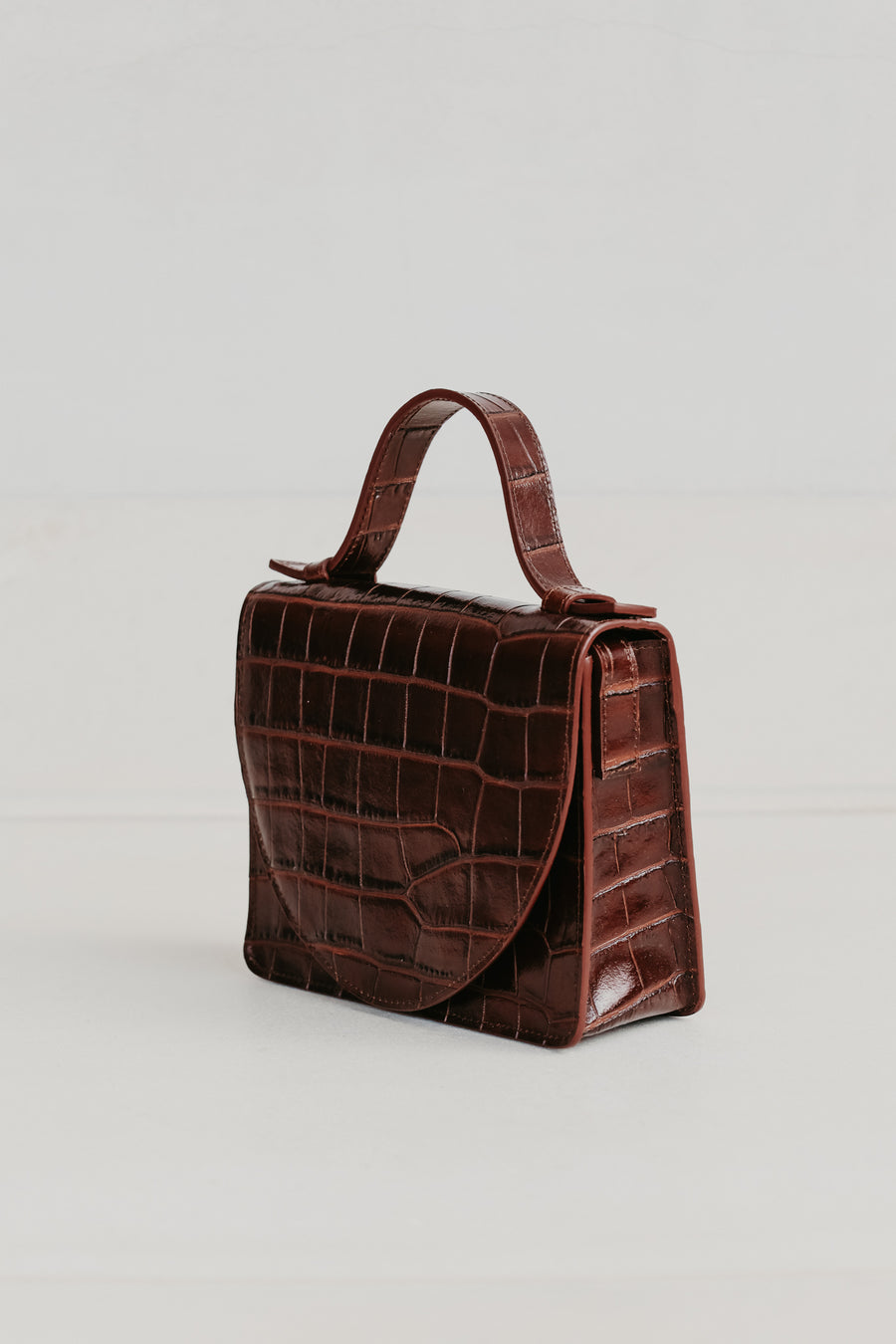 Micro Briefcase | Chocolate Croco Glans