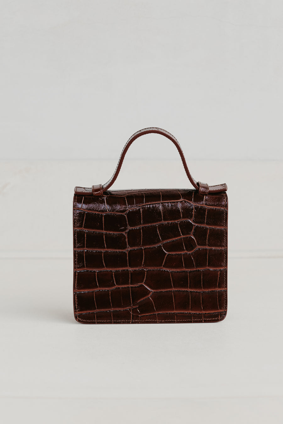 Micro Briefcase | Chocolate Croco Glans