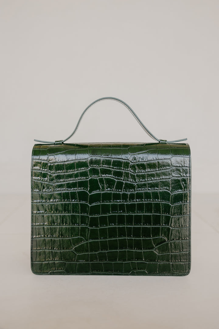 Midi Briefcase 2.0 | Forest Croco Glans