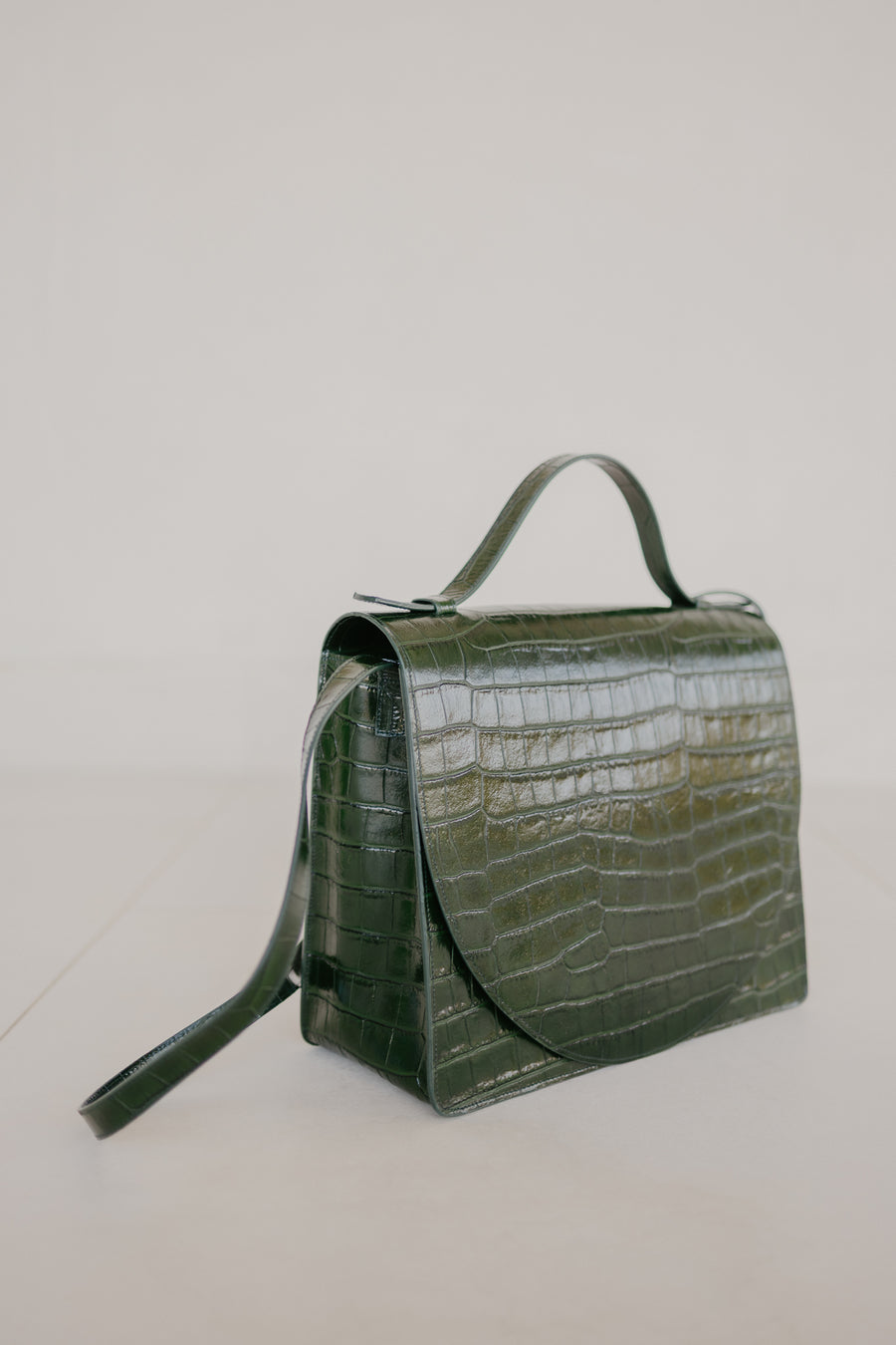 Midi Briefcase 2.0 | Forest Croco Glans