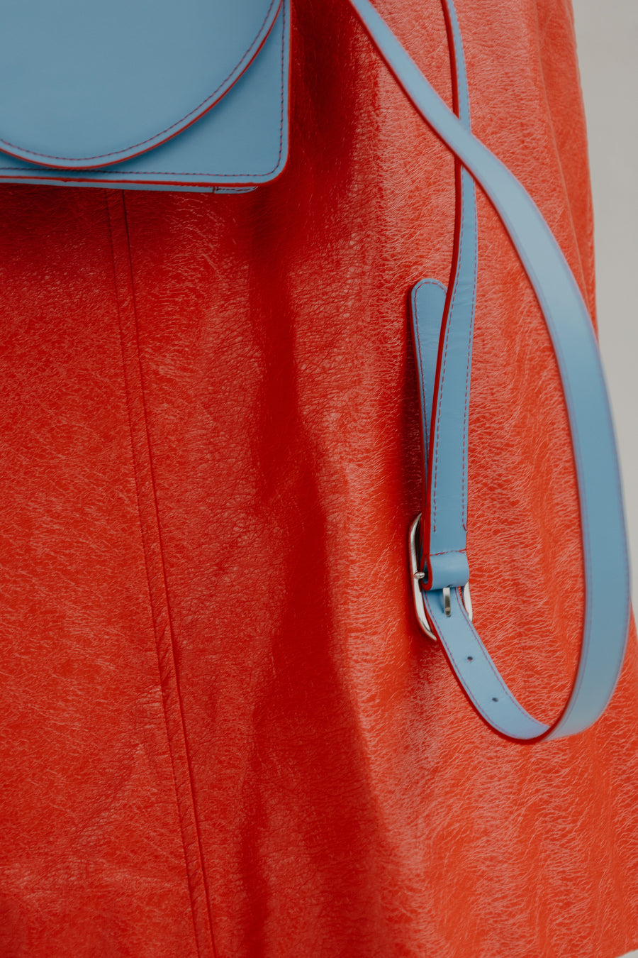 Micro Briefcase | Stitched Bleu Ciel / Red