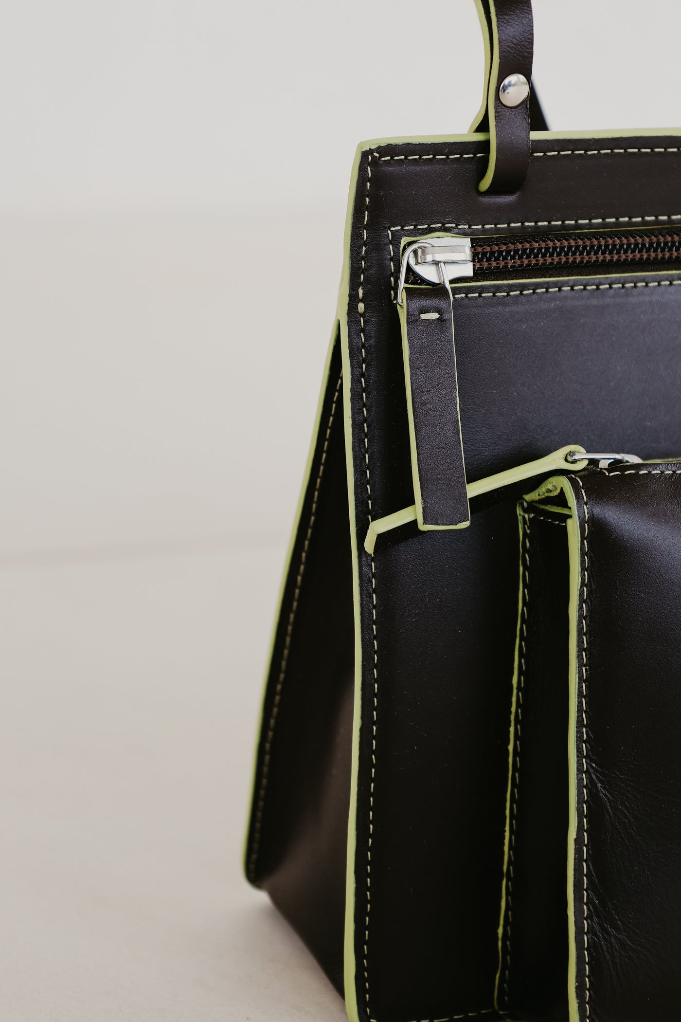 Double Pouch | Stitched Ebony / Lime