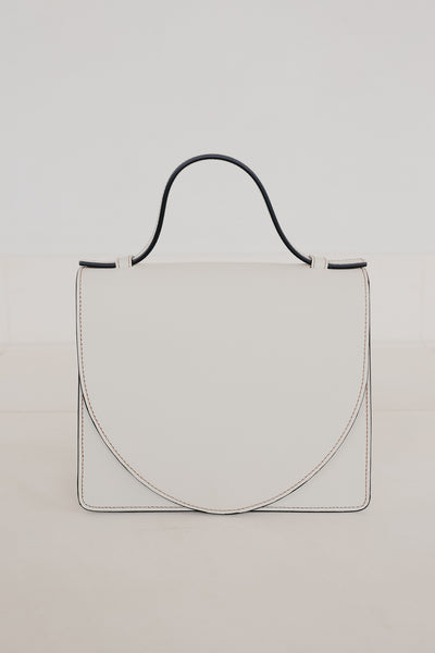 Mini Briefcase | Stitched Tricolor White