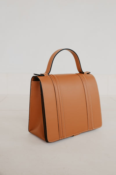 Mini Briefcase Doublé | Stitched Tricolor Cognac