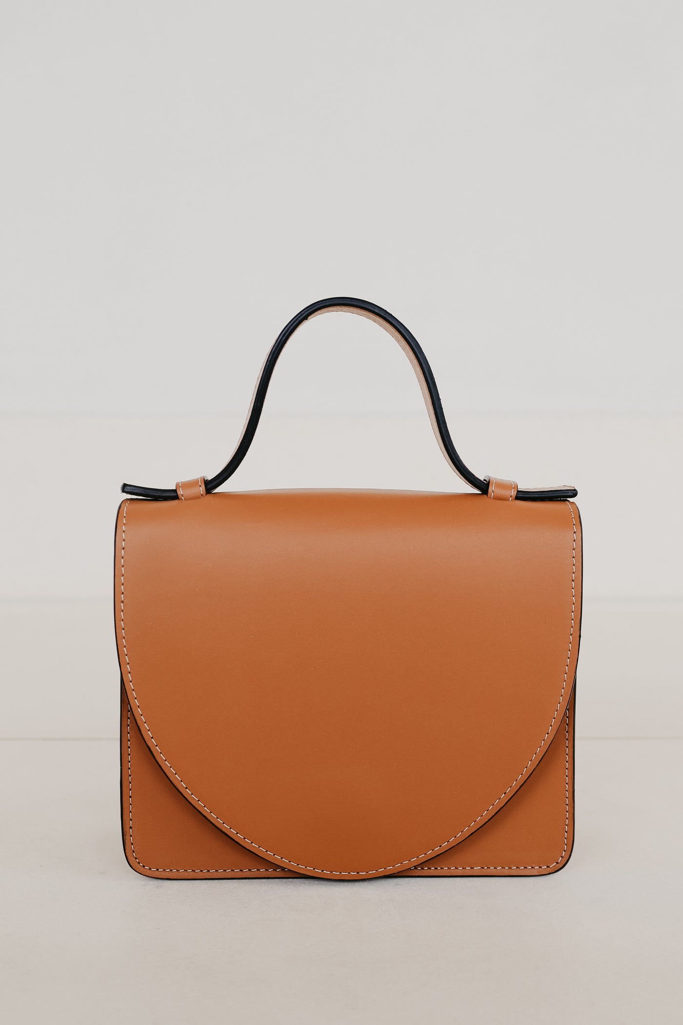 Micro Briefcase | Stitched Tricolor Cognac