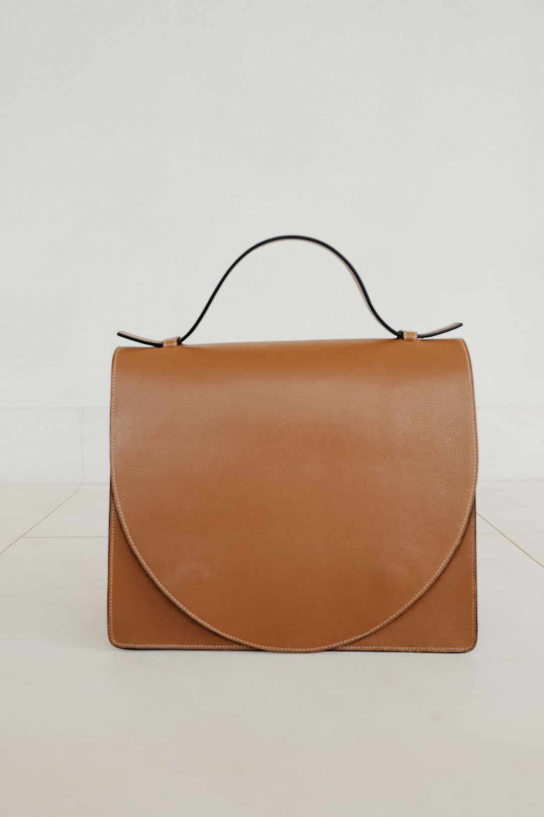 Midi Briefcase 2.0 | Stitched Tricolor Cognac Structured