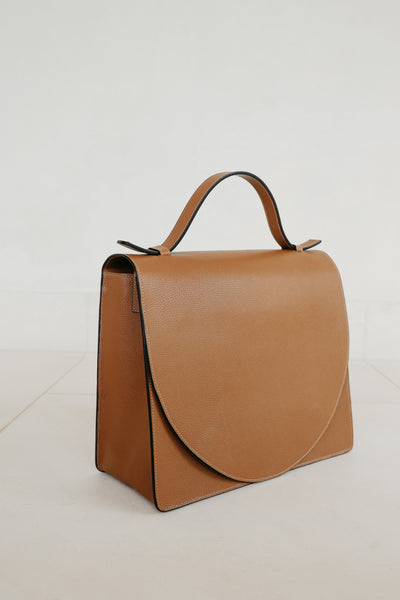 Midi Briefcase 2.0 | Stitched Tricolor Cognac Structured