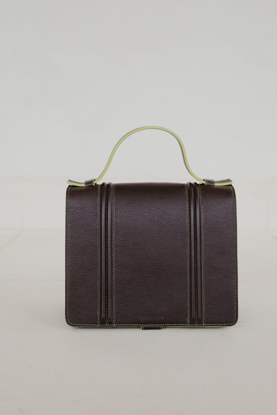 Mini Briefcase Doublé | Stitched Ebony / Lime Structured