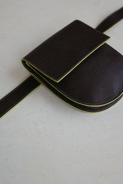 Belt Bag: Belt XL Ebony / Lime Stitched + Half Moon Ebony / Lime Stitched Structured