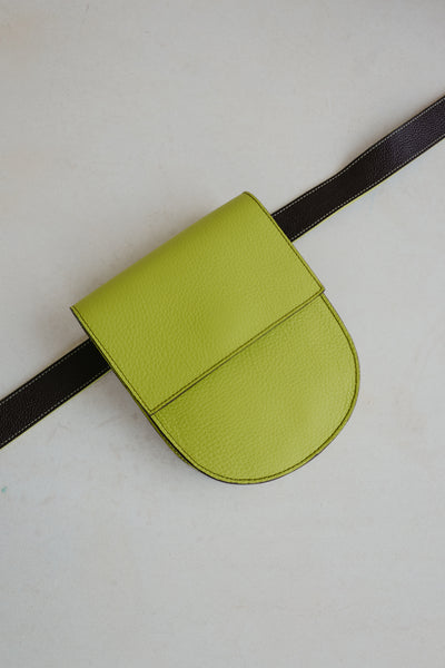 Belt Bag: Belt XL Stitched Ebony / Lime + Half Moon Lime / Ebony Stitched Structured