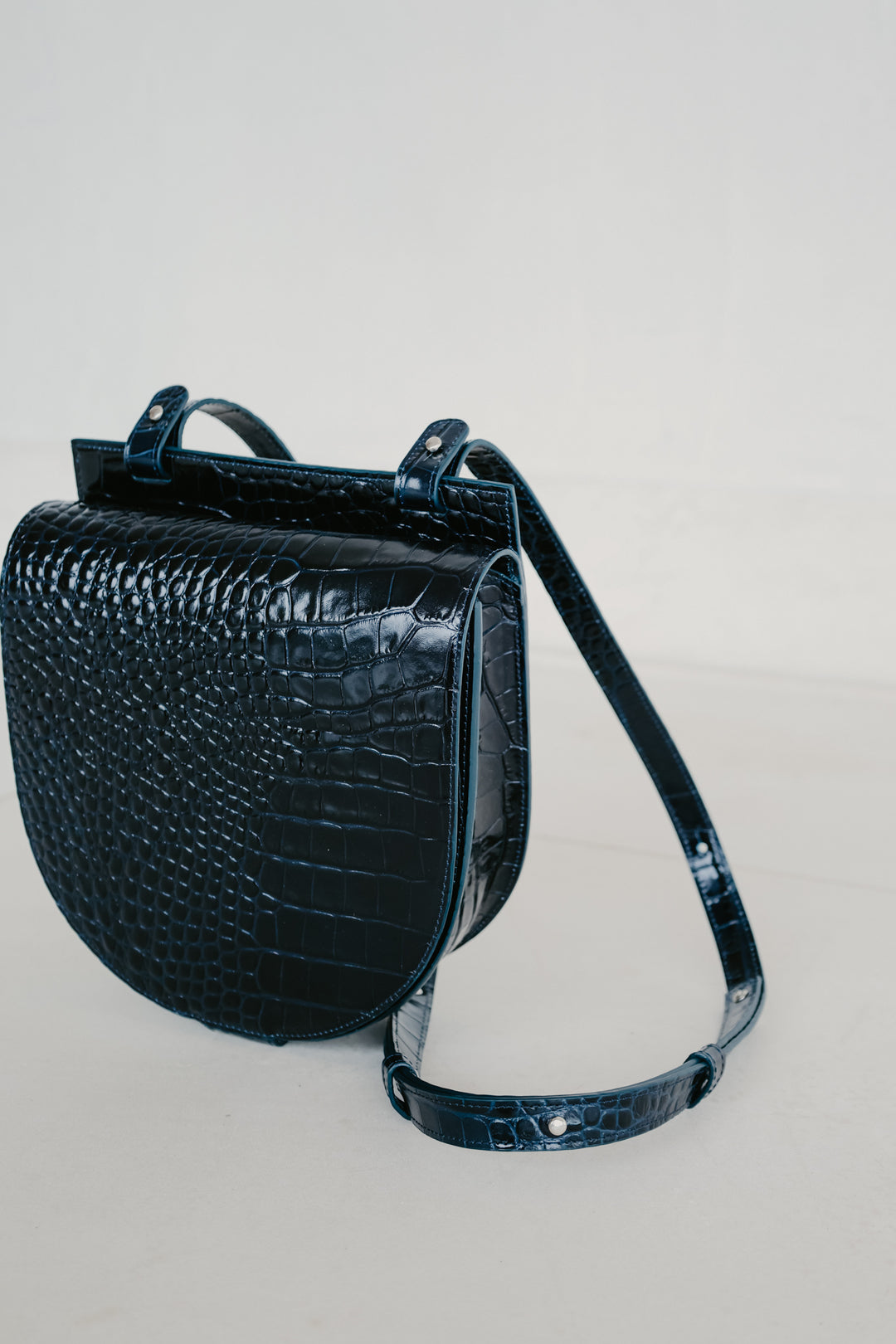 Single Saddle | Night Blue Croco