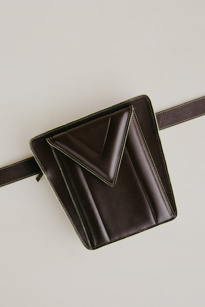 Belt Bag: Belt XL Stitched Ebony / Lime + Trapezium M Stitched Ebony / Lime