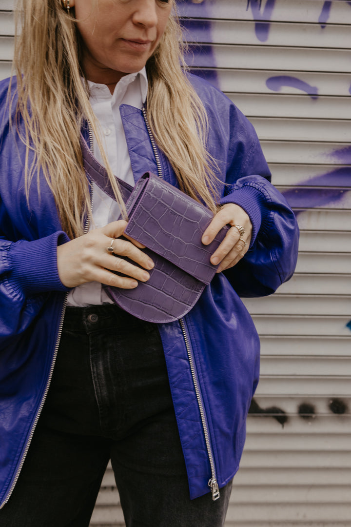 Belt Bag: Belt XL Lavender Croco + Half Moon Lavender Croco
