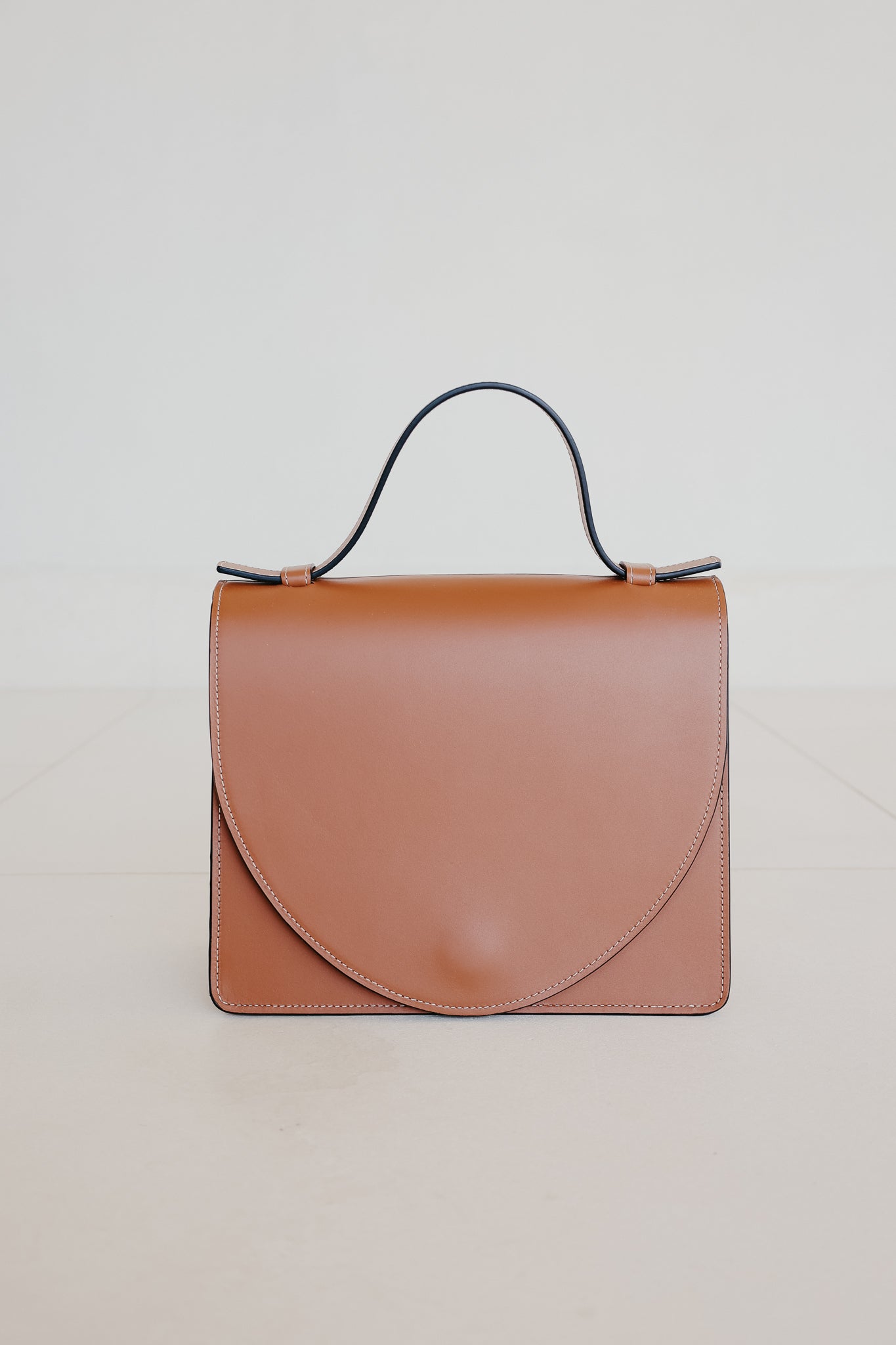 Mini Briefcase | Stitched Tricolor Cognac