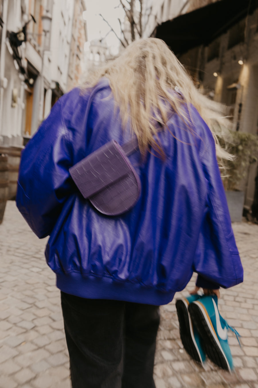 Belt Bag: Belt XL Lavender Croco + Half Moon Lavender Croco