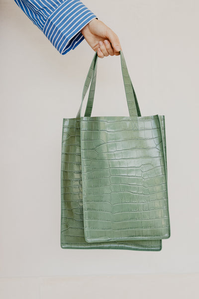 Dubbele Shopper Olijf Croco