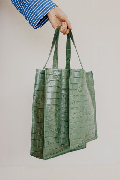 Dubbele Shopper Olijf Croco