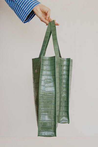 Dubbele Shopper Olijf Croco