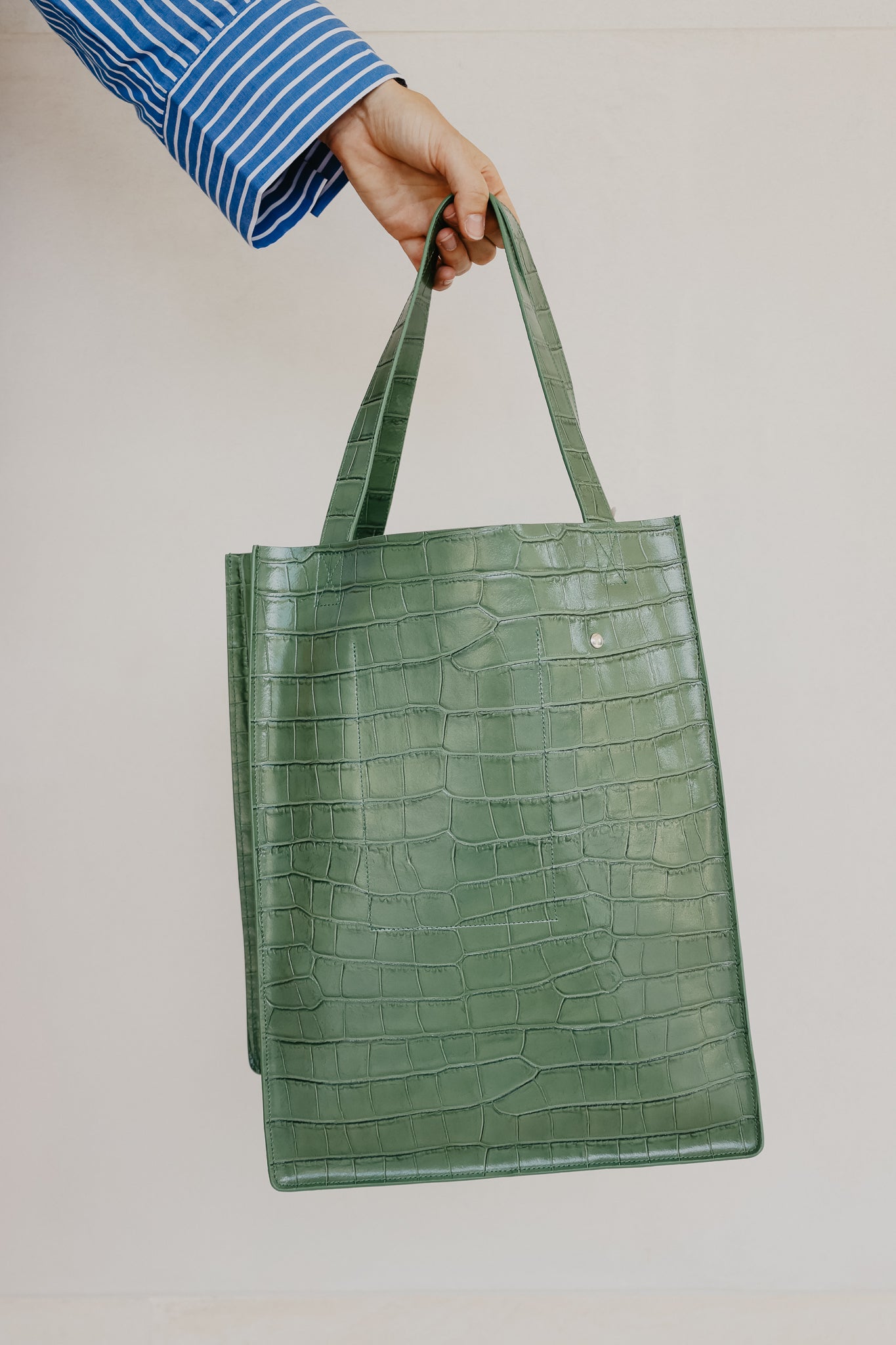 Dubbele Shopper Olijf Croco