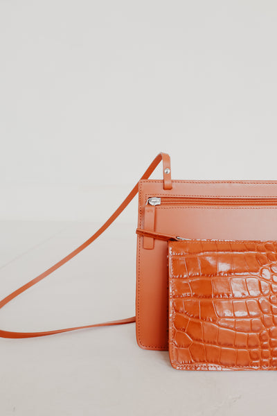 Double Pouch | Combi Orange Croco