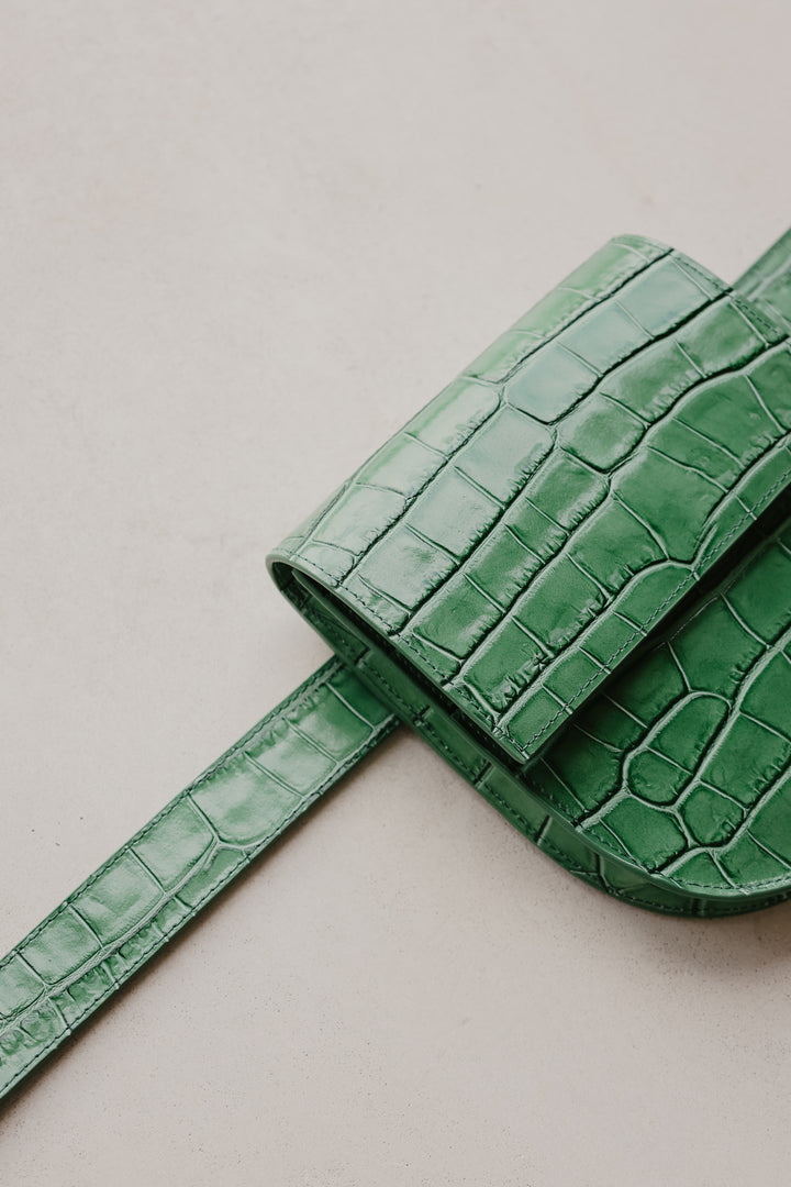 Belt Bag: Belt XL Grass Croco + Half Moon Grass Croco + Pastille Grass Croco